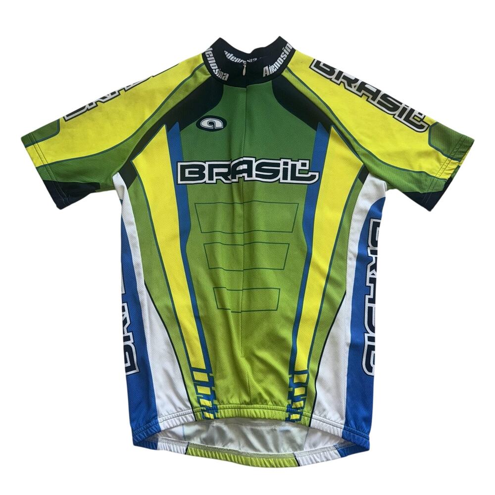 ADENOSINA BRASIL CYCLING JERSEY MEN XS BRAZIL BIKE SHIRT FULL ZIP GREEN BLUE
